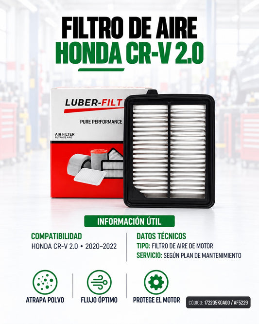 Filtro de aire KM Motos CRV20-22 2.0, filtro de aire de reemplazo para motocicleta, vista del producto con material y diseño.