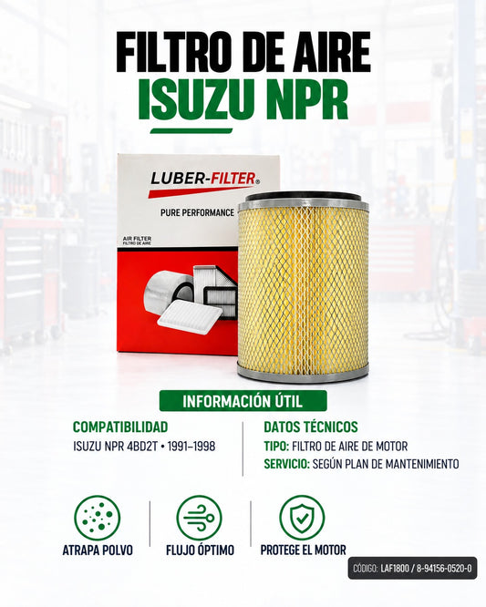 Filtro de aire KMMOTOSHN para Isuzu NPR 91-98 con motor 4BD2T, visible en la imagen, de alta calidad y durabilidad