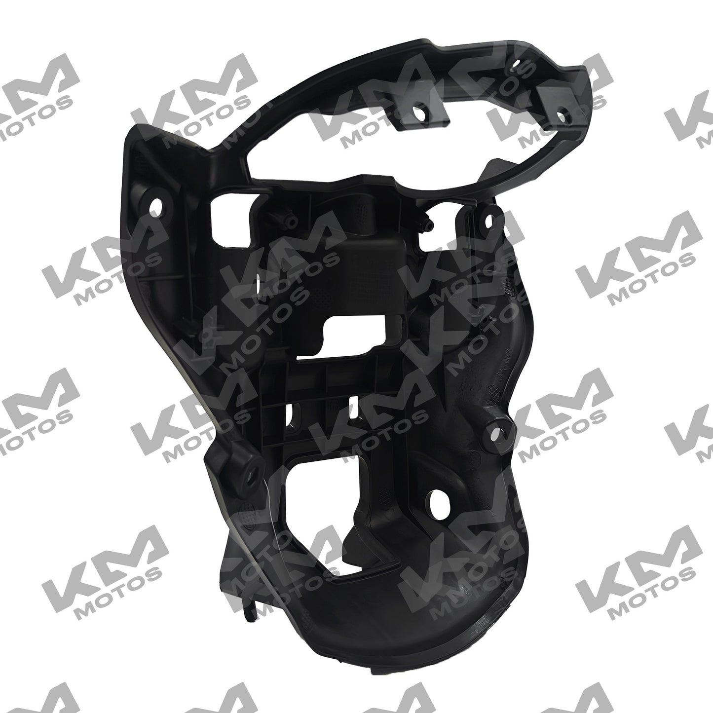Soporte de faro 150ZMS de KM Motos, estructura metálica resistente para motocicletas, visualización del soporte instalado.