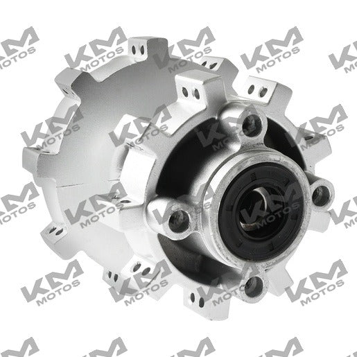 Rueda trasera original Italika DM250, sistema de ruedas, vista de la maza de rueda en la imagen.