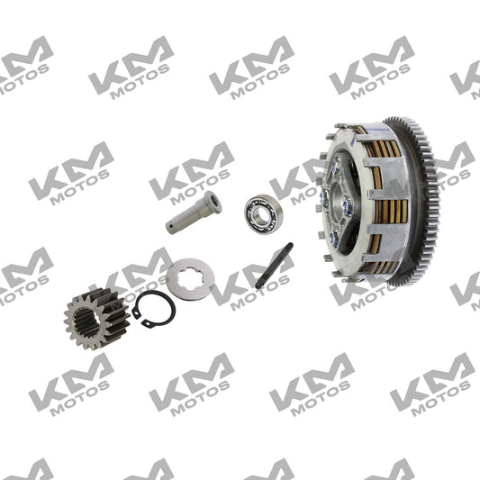 Sistema de motor Italika FT125 Sport, clutch original para motocicleta FT125, con componentes visibles en la imagen.