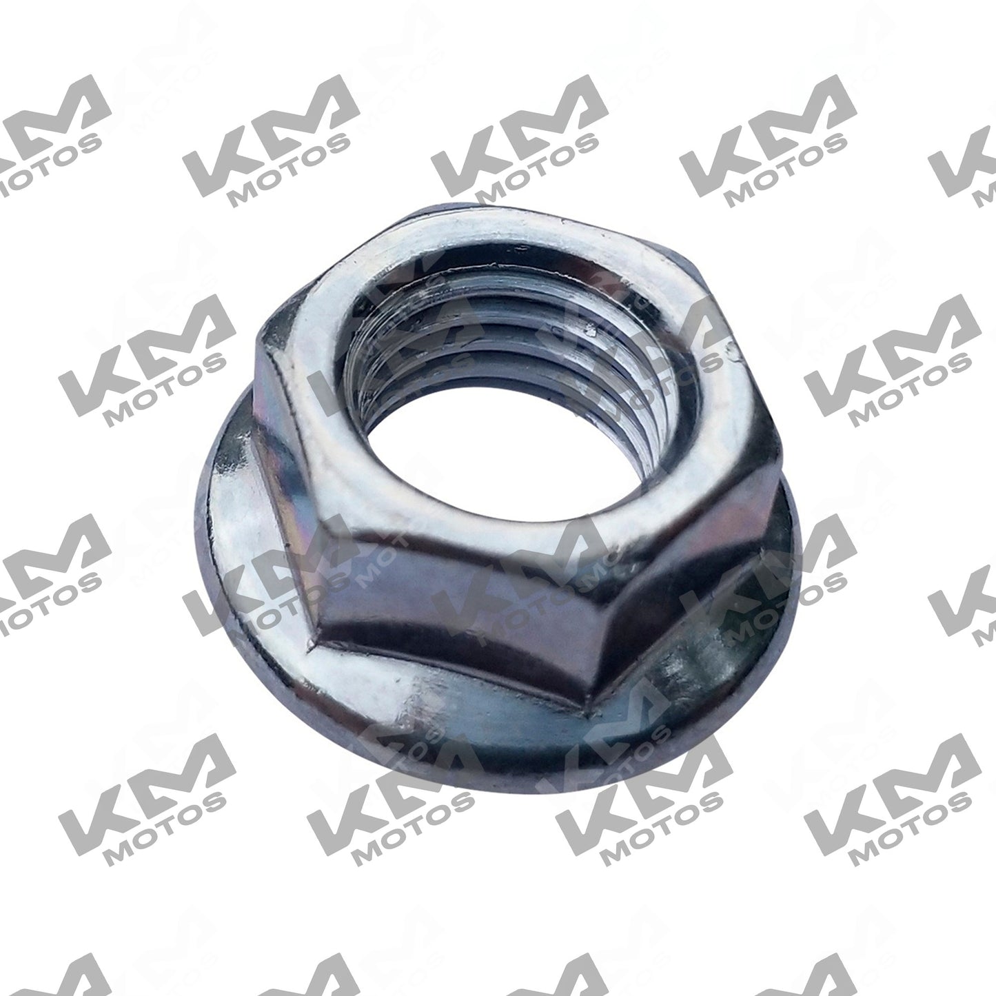 Tuerca M10x1.25 de la marca KMMOTOSHN, modelo ZDM200/DM125, mostrando su forma y rosca en la imagen.