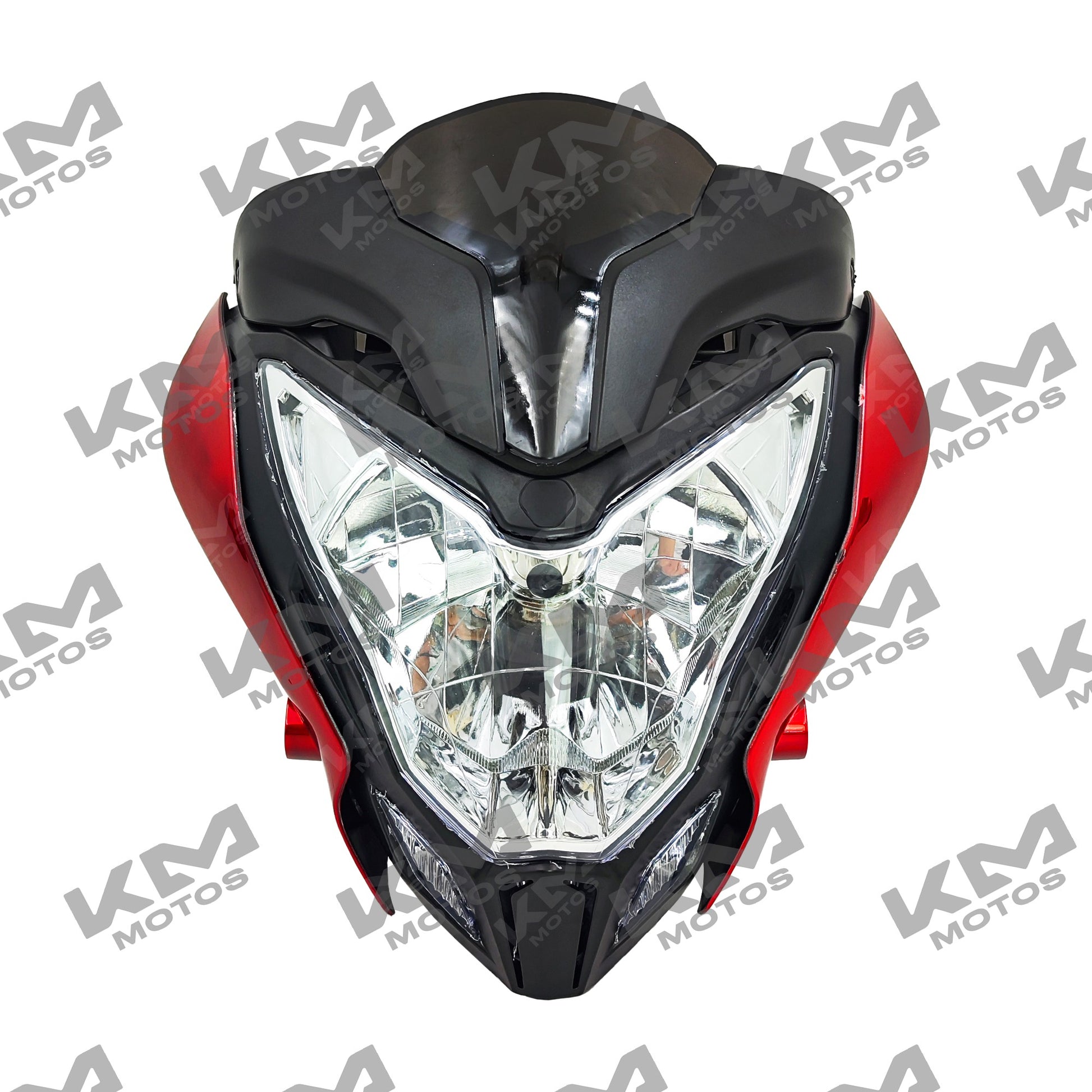Carena completa para Yamaha NS200 en color rojo Silvin, marca KM Motos, con detalles visibles en la imagen.
