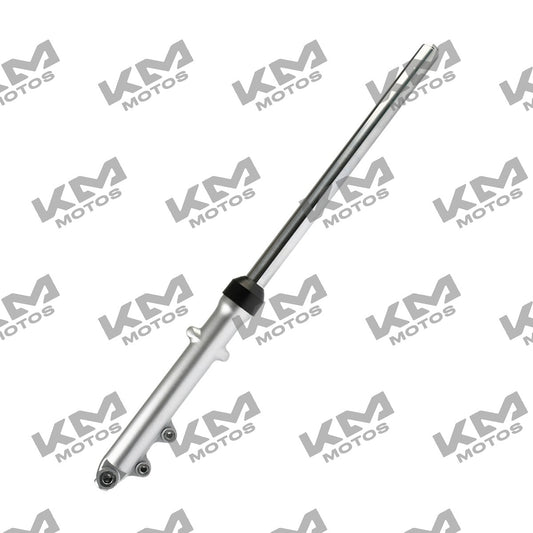 Amortiguador del lado izquierdo gris para KTM125 Italika, sistema de suspensión original F01020185 en vista detallada.