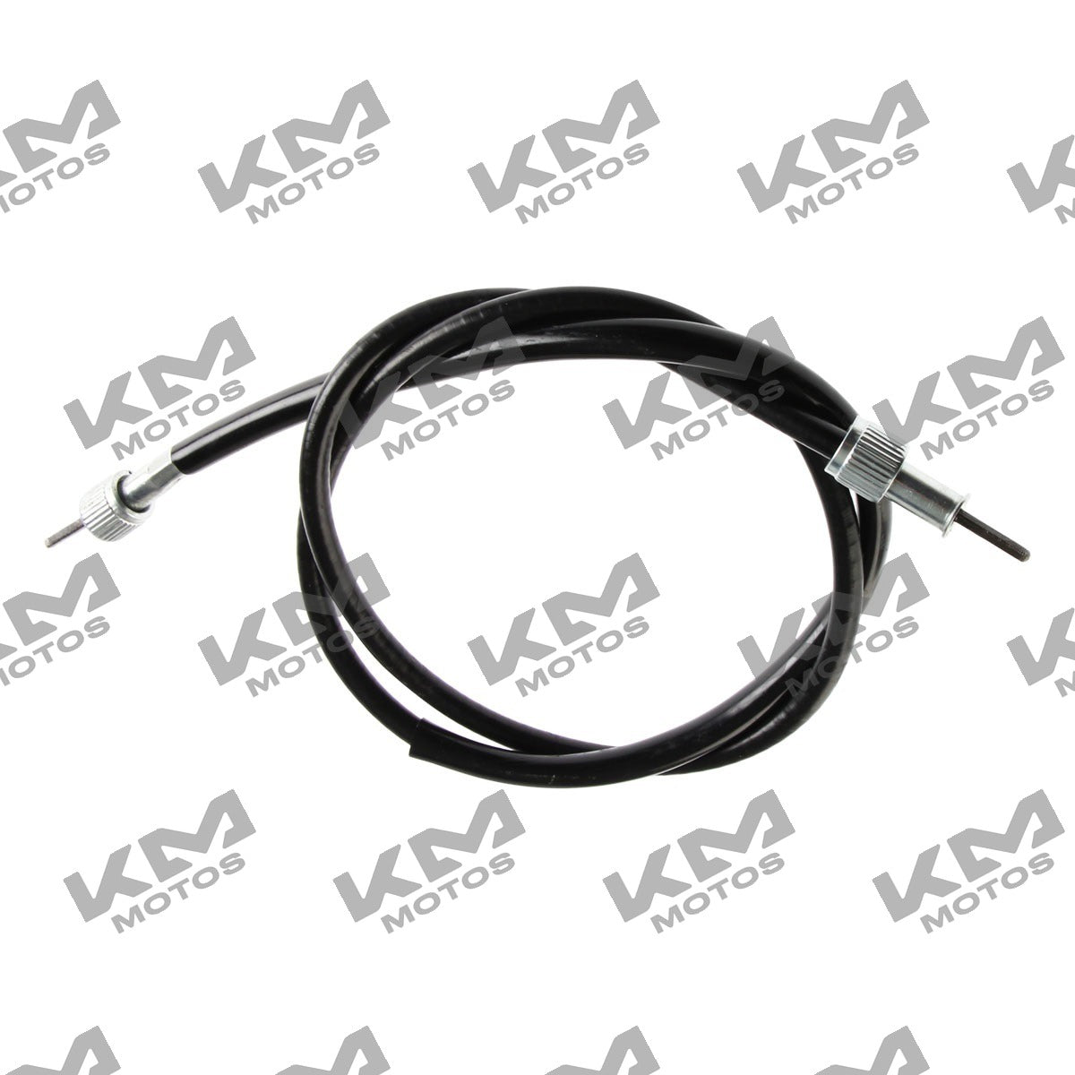 Cable de velocímetro KM Motos Modena 1020mm para velocímetro de motocicleta, con cubierta negra y conexiones metálicas.