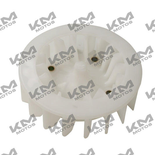 Sistema eléctrico del ventilador generador Italika CS125 GS150 DS150, componente original E05030001, en la imagen.