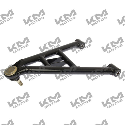 Brazo frontal inferior derecho para ATV150-II y ATV200 naranja, marca KM Motos, con revisa y estructura resistente.