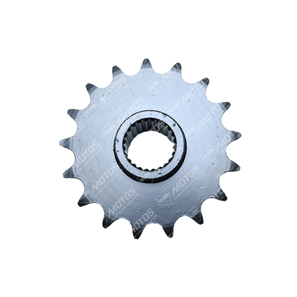 Piñón delantero 16T para ATV150-II con marcha atrás, marca ORIGINAL, muestra detalles metálicos y dientes del engranaje.