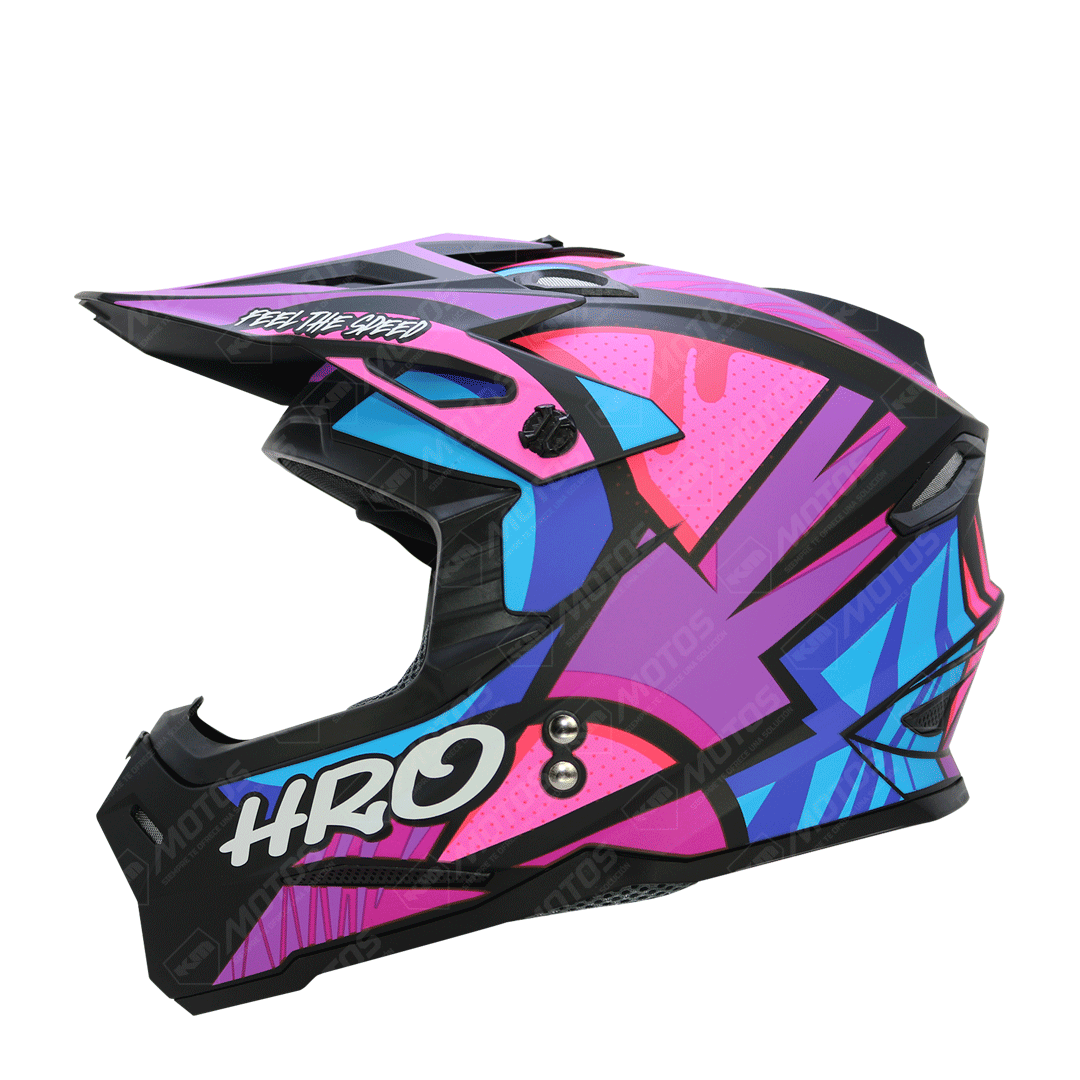 CASCO CROSS HRO NEGRO M/MORADO DRIPS MX03 S - KMMOTOSHN