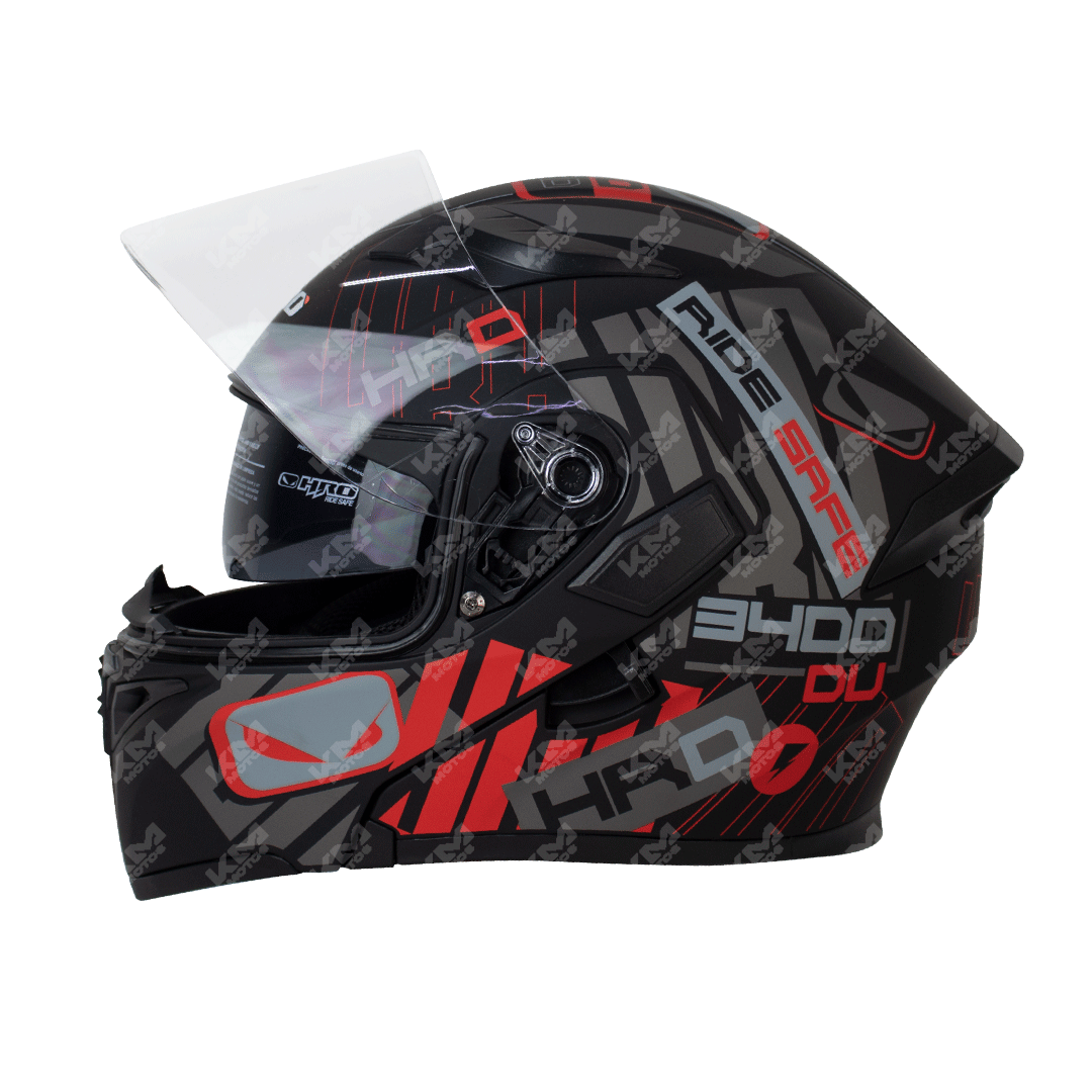 Casco Modular Negro M/Rojo Brandur Hro 3400 L
