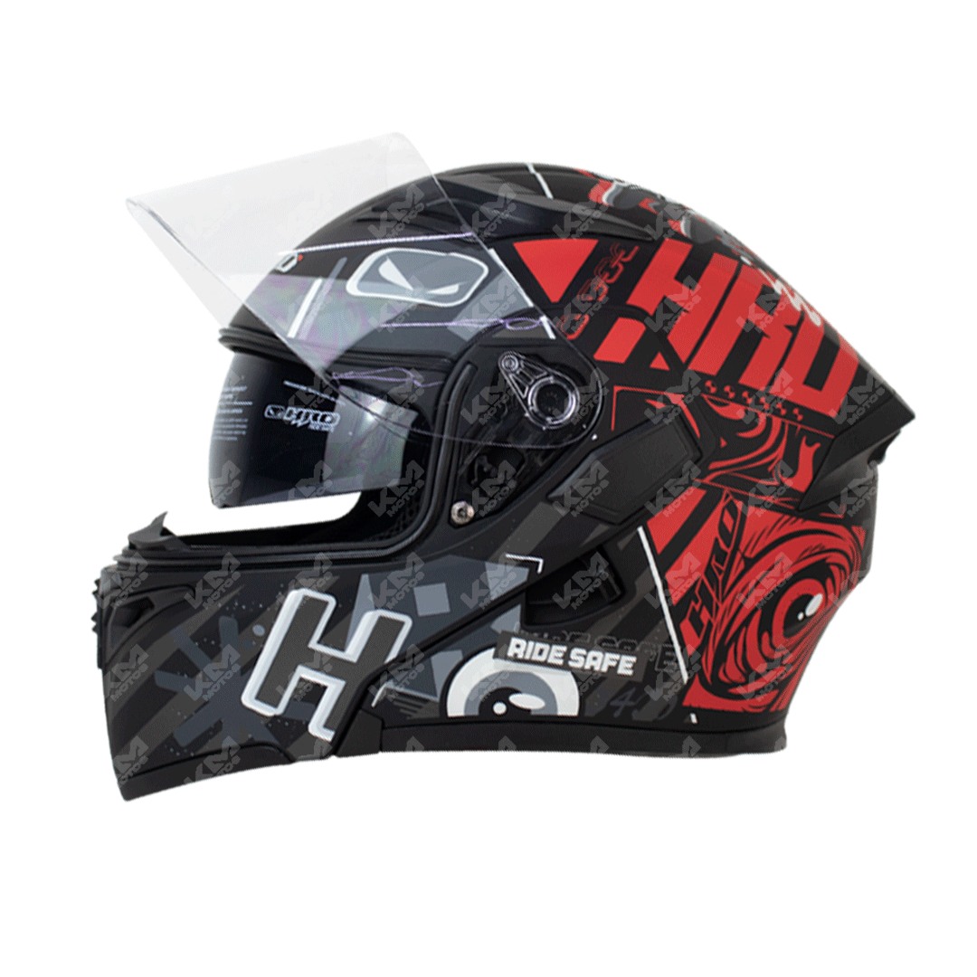 Casco Modular Negro M/Rojo Irreal Hro 3400 Xl