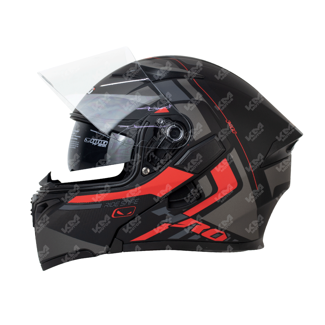 Casco Modular Negro M/Rojo Lupzet Hro 3400 M