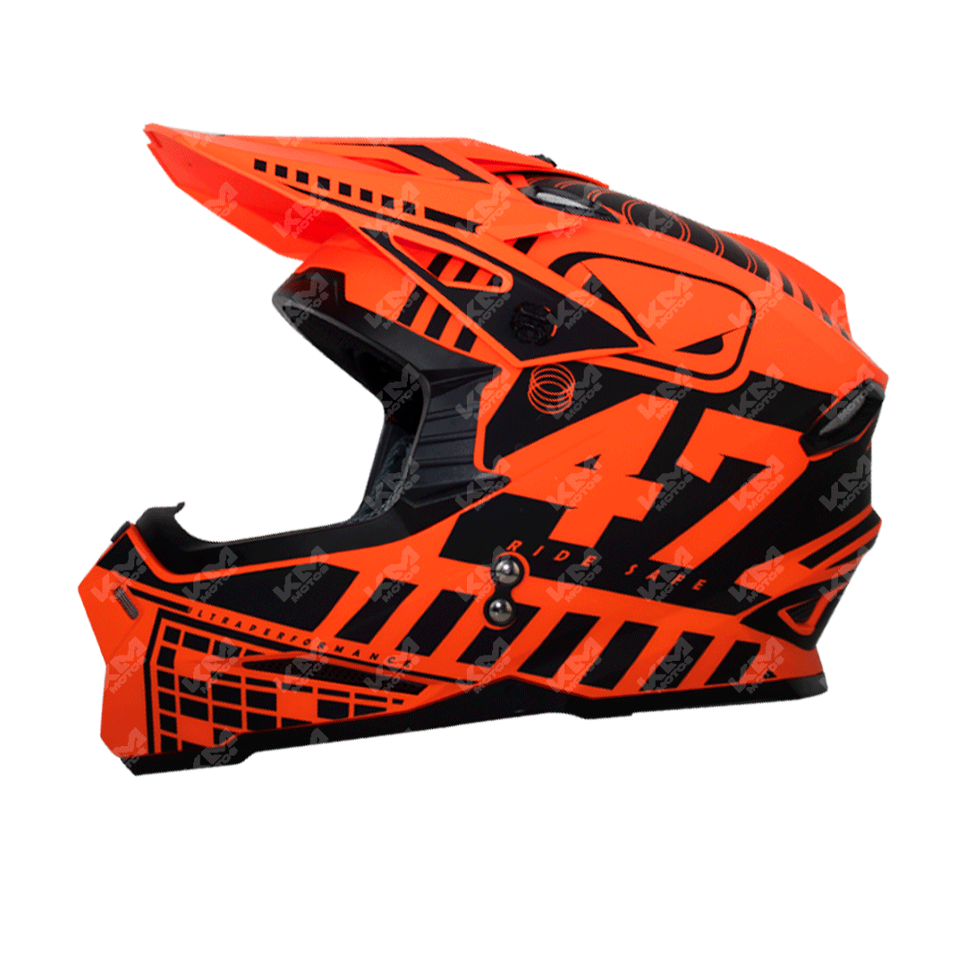 Casco Tipo Cross Anaranjado Negro RACING HRO MX03 L KMMOTOSHN