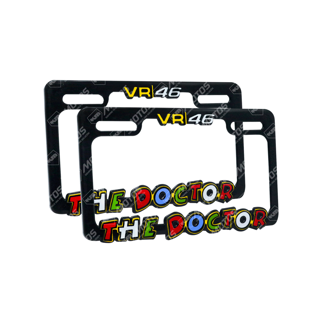 PORTA PLACA P/MOTO + LOGO 3D VR46 NEGRO - KMMOTOSHN
