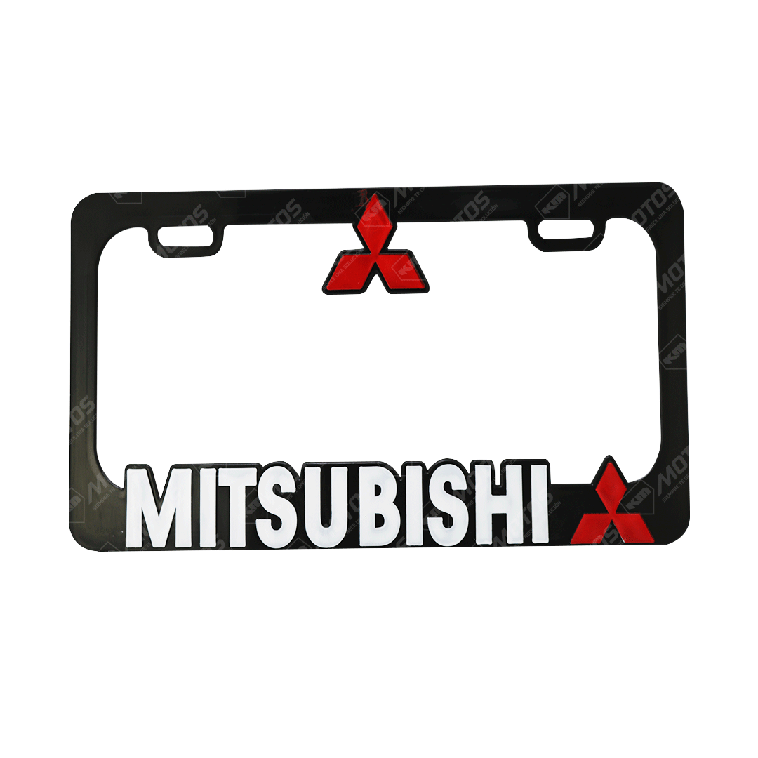 PORTA PLACA P/CARRO + LOGO 3D MITSUBISHI (SET PAR) - KMMOTOSHN