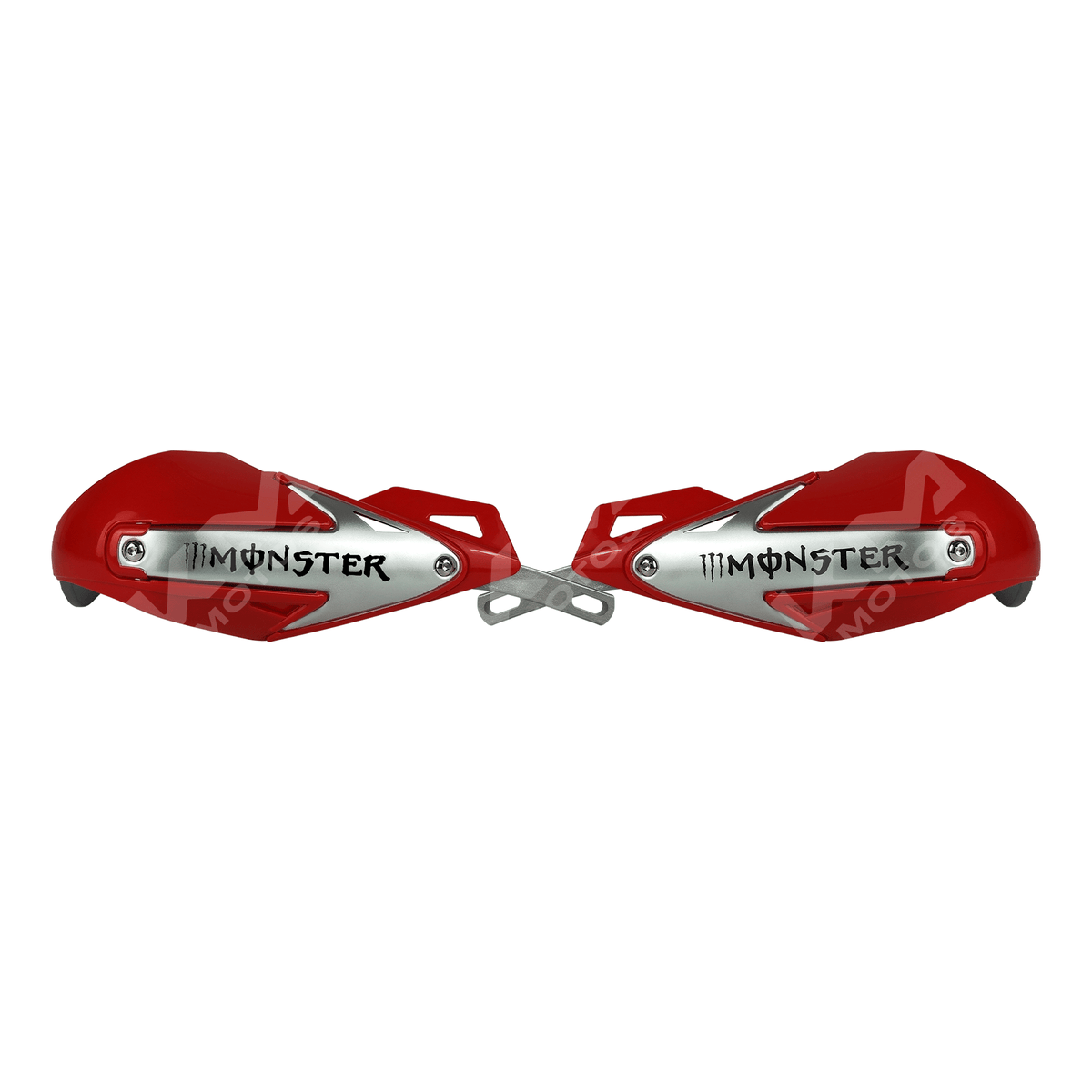 Protector de puños Monster Mas Metal Rojo de KM Motos, resistente y de estilo deportivo para motocicletas.