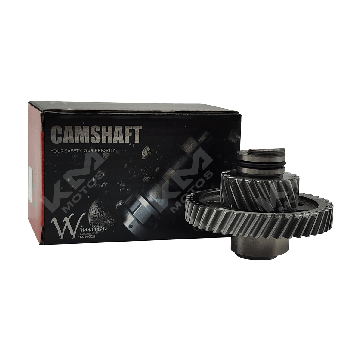 Kit de tiempo para motos KM Motos, incluye árbol de levas para CG125, CG150, CG200 y más, en imagen con componentes ensamblados