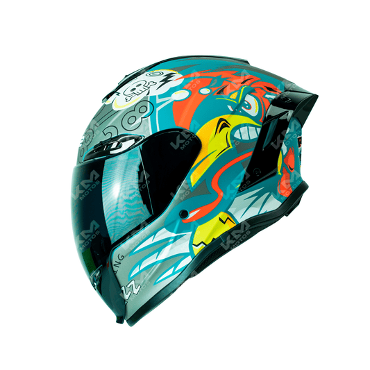 Casco Cerrrado Gris/Azul Mate Looney WLT109L Dot HS2 KMS V.N. "XXL" - KMMOTOSHN