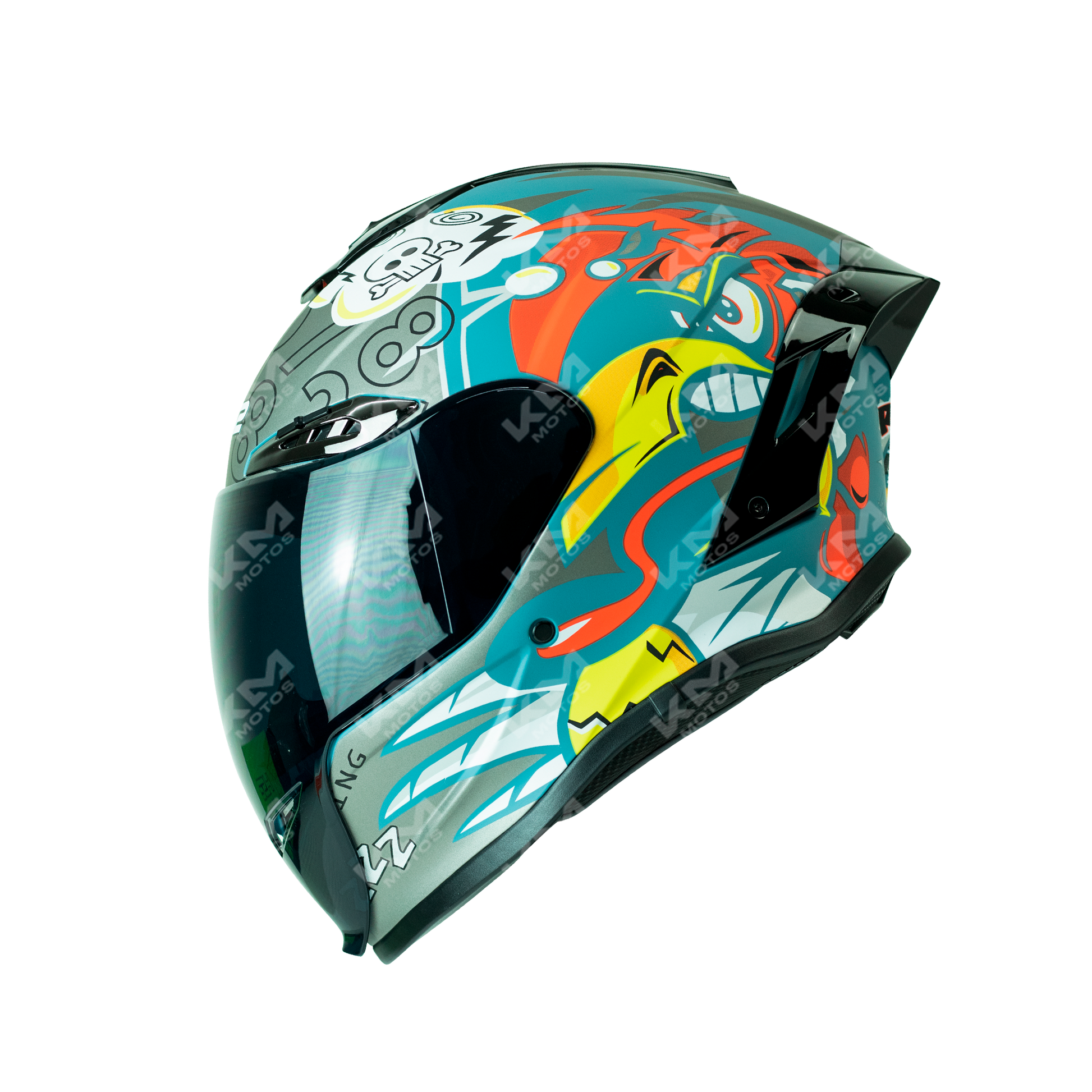 Casco Cerrado Gris/Azul Mate Looney WLT109L Dot HS2 KMS V.N. "M" - KMMOTOSHN