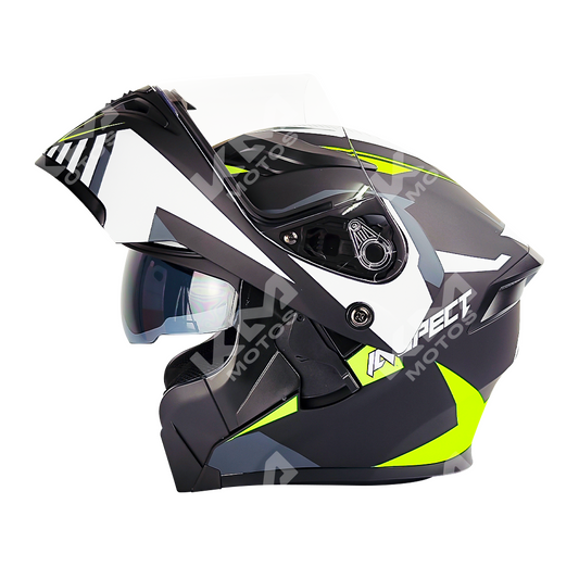 CASCO MODULAR NEGRO/AMARILLO INSPECT WLT169 DOBLE VISERA DOT HS2 KMS "M" - KMMOTOSHN