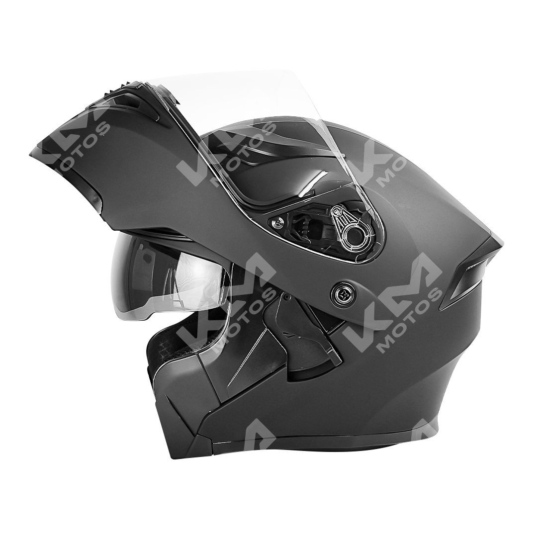 CASCO MODULAR NEGRO MATE SOLID WLT169 DOBLE VISERA DOT HS2 KMS "XL" - KMMOTOSHN