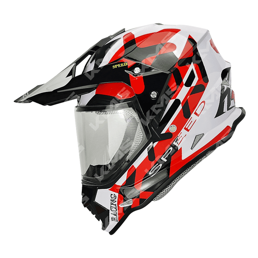 Casco Cross Blanco/Rojo Tribal X Dot Mas Visera WLT129 HS2 "L" - KMMOTOSHN